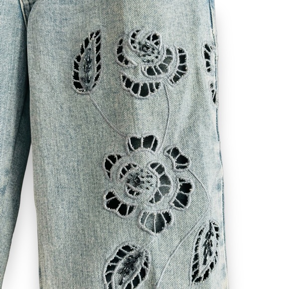 Vintage Le Jealous Beaded Floral Cut-Out Light Wash Jeans - Size W30 - Picture 10 of 16